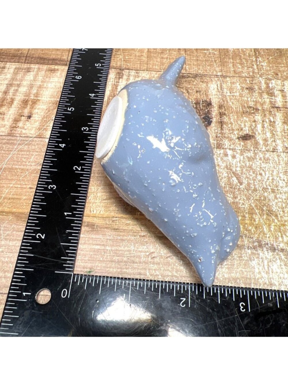 Blue Ceramic Bird Figurine With Speckled Texture Decorative Accent Piece - Picture 5 of 5